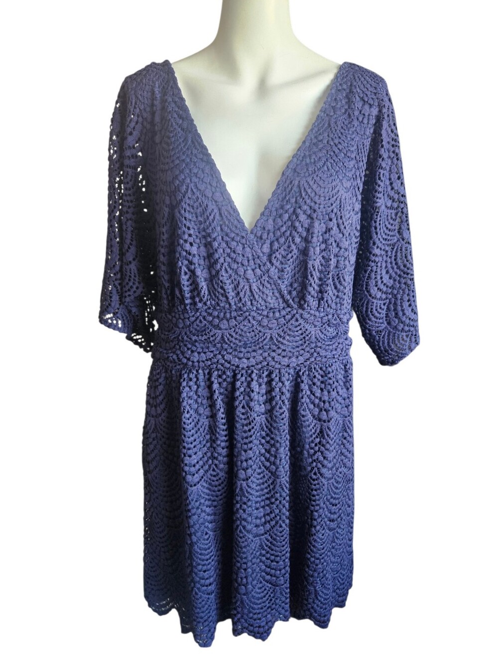 Lilly Pulitzer Parigi Skort Romper True Navy Scalloped Shell Lace - Size XL - Picture 2 of 13